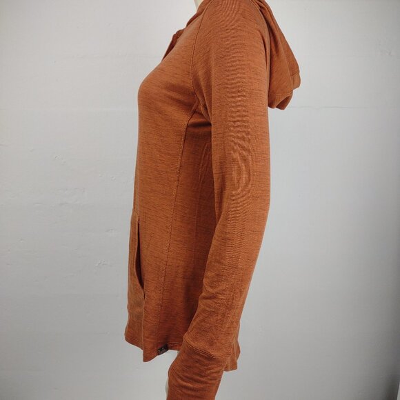 Prana terra cotta brown long sleeve hooded Henley tee t-shirt ladies Small - Picture 7 of 9